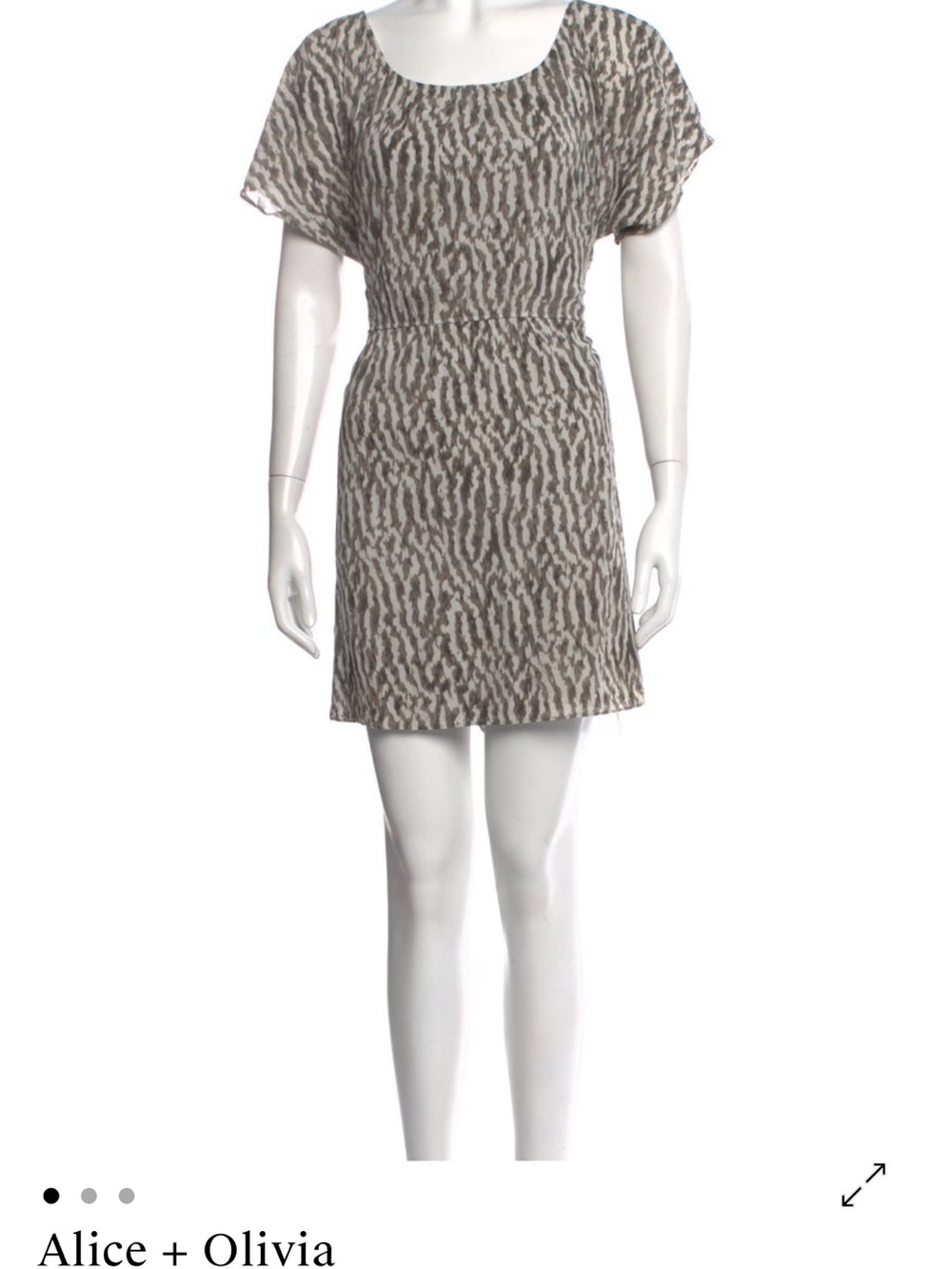 Alice + Olivia Beige Taupe Animal-Print Mini Dress // size M